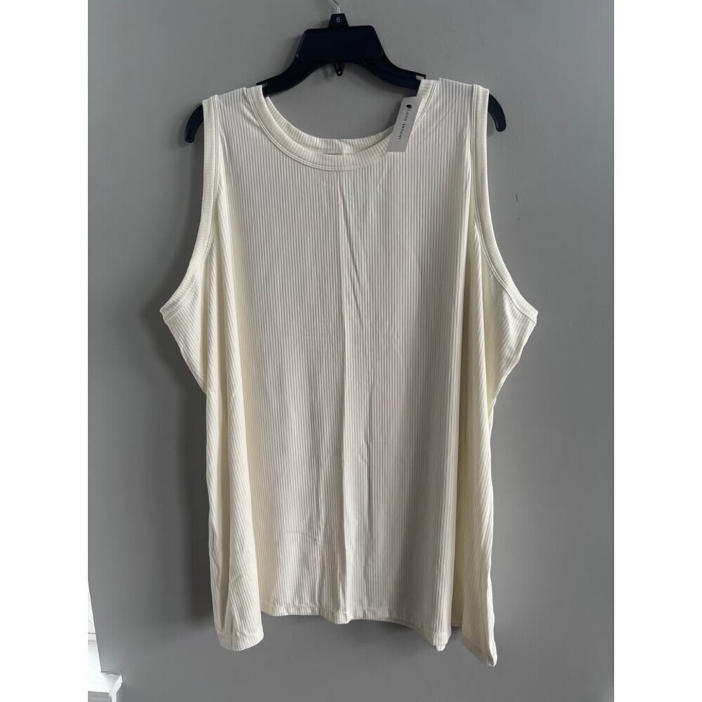 NWT Lane Bryant Cream Ribbed Tank Top Loose Fit Plus Size 38/40